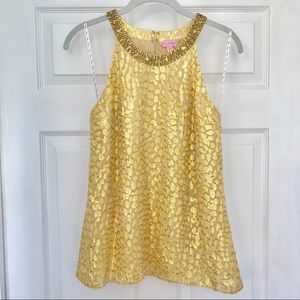 Lilly Pulitzer Tops - Lilly Pulitzer Beaded Gold Halter Top Lilly Pulitzer Tops - Lilly Pulitzer Beaded Gold Halter Top